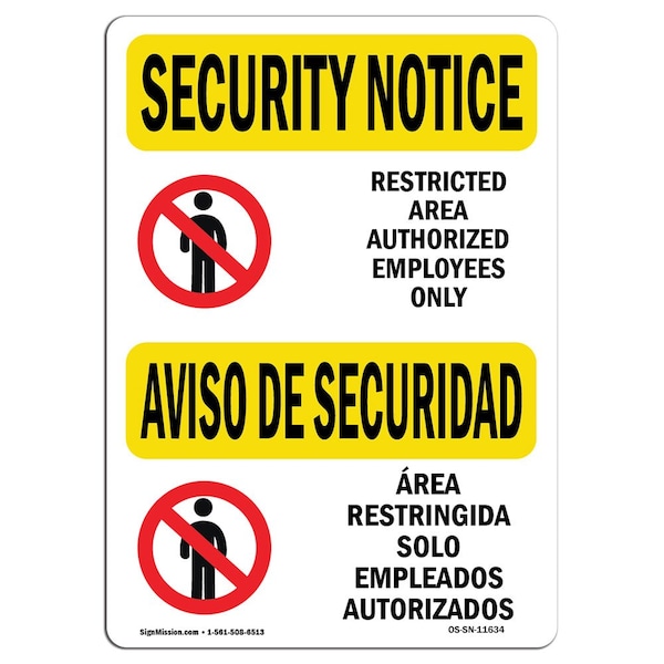 Sign, 3.5" H, 5" W, Restricted Area Authorized, Landscape, SN-D-35-L-11634-10PK